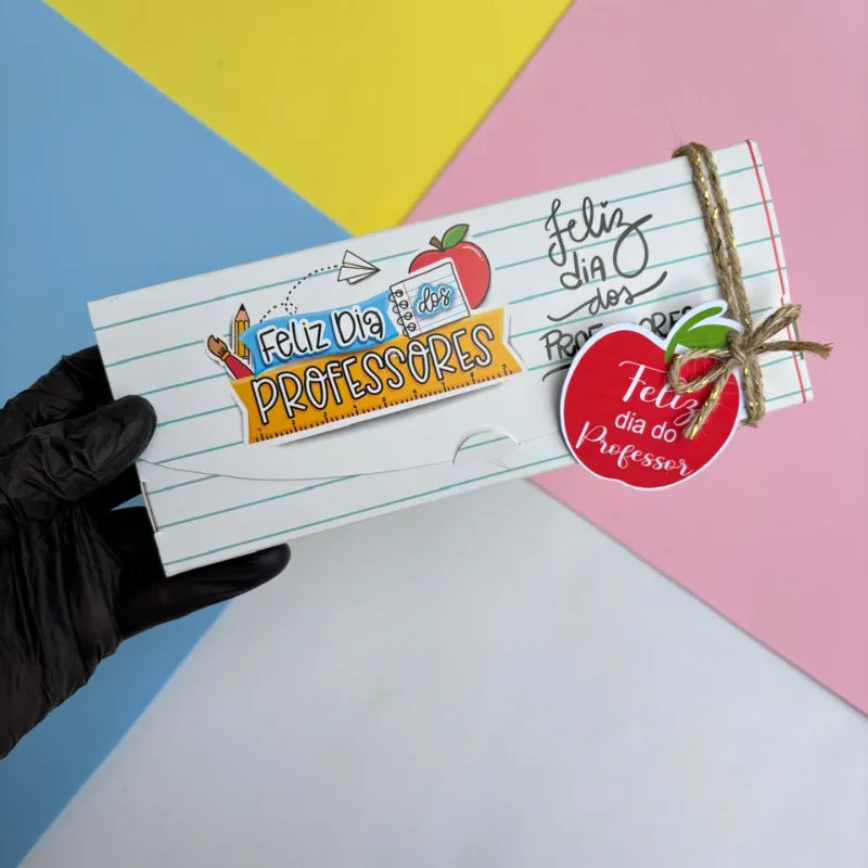 Caixa barra com chocolate - Dia dos Professores